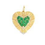 Heart-shaped pendant emerald, diamonds and 14k gold