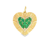 Heart-shaped pendant emerald, diamonds and 14k gold