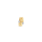 Stunning 14K yellow gold fluted wrap ring featuring pear-shaped pavé illusion diamonds, creating a dazzling effect with intricate texture and elegant craftsmanship, perfect for special occasions or everyday wear. Side view. 