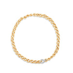 Exquisite 14K two-tone gold curb link chain necklace featuring a single accent link adorned with 498 pavé-set diamonds, offering a refined balance of elegance and luxury. Top Down view