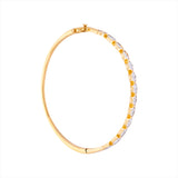 Elegant 14K yellow gold illusion bangle featuring 0.50ct of bezel-set diamonds. Total weight: 10.21g—sleek, modern, and perfect for stacking or wearing solo.