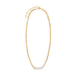 14K yellow gold necklace featuring six graduated marquis-cut diamonds (1.82ct total, G-H VS), bezel set and connected by gold marquis-shaped beads. Adjustable from 15 to 18 inches, with a total weight of 23.80g.