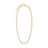 14K yellow gold necklace featuring six graduated marquis-cut diamonds (1.82ct total, G-H VS), bezel set and connected by gold marquis-shaped beads. Adjustable from 15 to 18 inches, with a total weight of 23.80g.