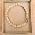White Jade Beaded Necklace with Amethyst, Citrine, Yellow Diamond and Green Fluorite in 18k Yellow Gold