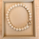 White Jade Beaded Necklace with Amethyst, Citrine, Yellow Diamond and Green Fluorite in 18k Yellow Gold
