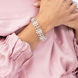 Floral Motif Lab Diamond Bracelet in 14k White Gold