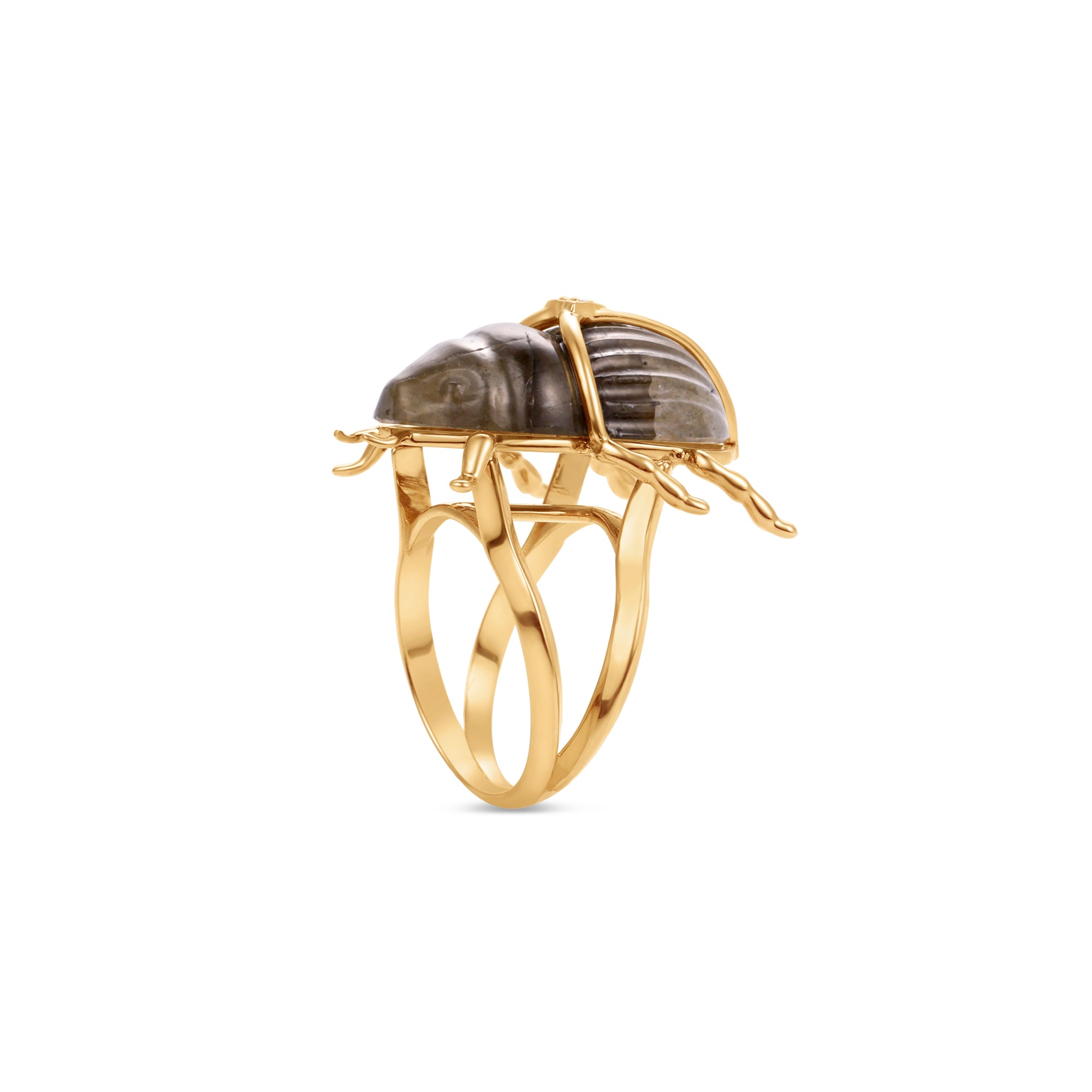 Labradorite Ring Side facing with diamond 