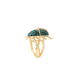 Malachite Scarab Ring Side Facing With Diamond Accent