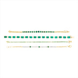 Elegant 14K yellow gold tennis bracelet featuring mixed-shaped bezel-set diamonds (0.89ct) and emeralds (0.47ct), accented with polished gold beads. A modern and colorful take on a timeless classic. With other emerald bracelets. 