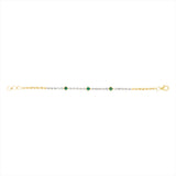 Elegant 14K yellow gold tennis bracelet featuring mixed-shaped bezel-set diamonds (0.89ct) and emeralds (0.47ct), accented with polished gold beads. A modern and colorful take on a timeless classic.