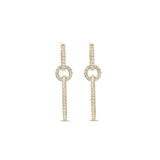 Luxurious multi-tier oval hoop earrings crafted in 14K yellow gold, featuring dazzling round diamonds set within elegant oval shapes, offering graceful movement and timeless sophistication. Front close up. 