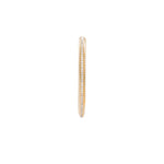 Elegant 14K yellow gold oblong hoop earrings featuring inside-out diamond settings, measuring 1.63 inches in length and 1.30 inches in width with a total weight of 15.76g.