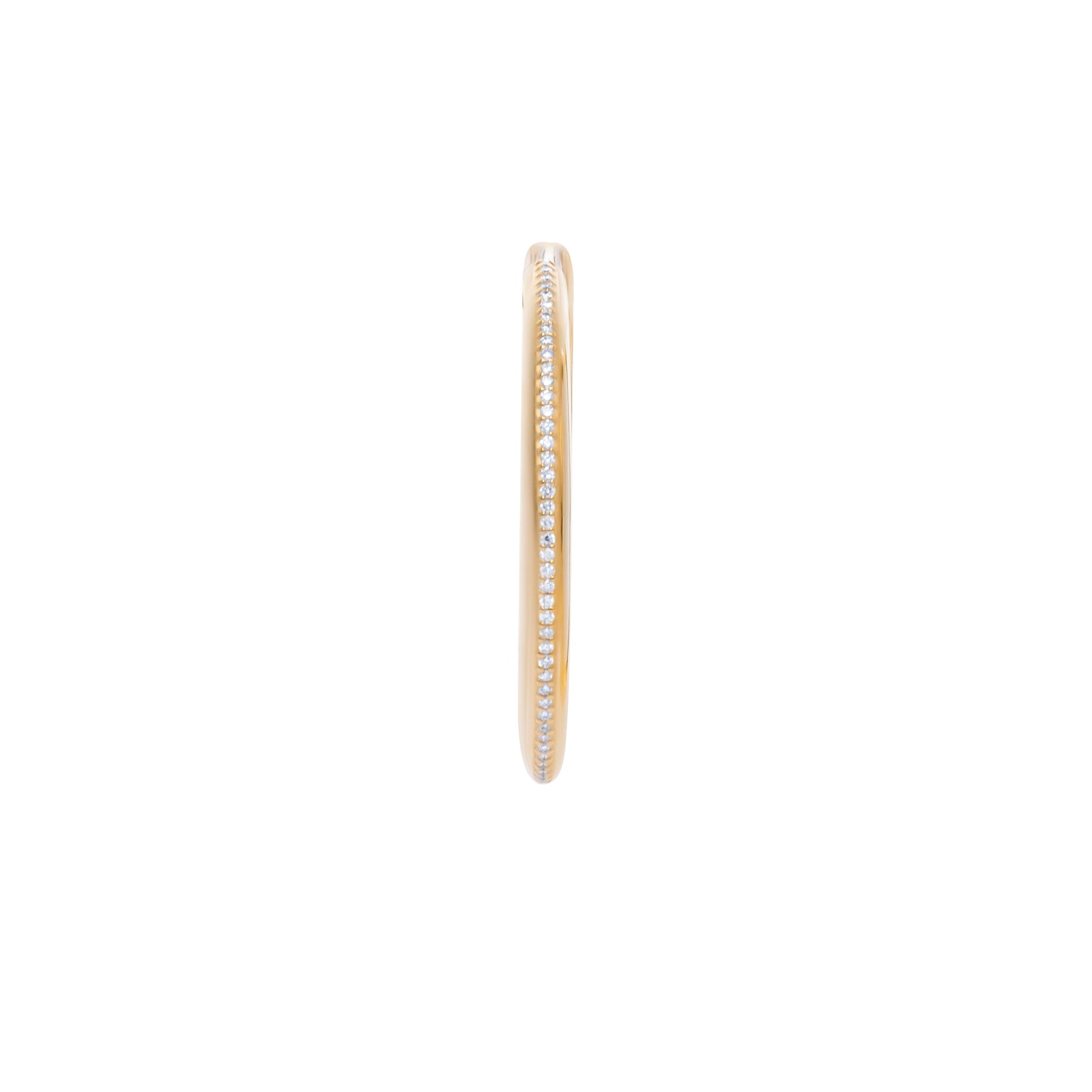 Elegant 14K yellow gold oblong hoop earrings featuring inside-out diamond settings, measuring 1.63 inches in length and 1.30 inches in width with a total weight of 15.76g.