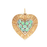 Heart-shaped pendant opal, diamonds and 14k gold