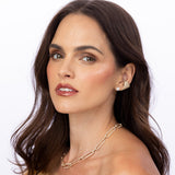 Pavé Diamond Elongated Paperclip Chain Necklace in 14K Gold