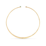 14K Gold Collar Necklace with Pear-Shaped Emerald and Diamond With Diamond Accents Back Facing
