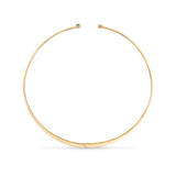 14K Gold Collar Necklace with Pear-Shaped Emerald and Diamond With Diamond Accents Back Facing