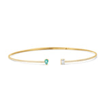 14K Gold Collar Necklace with Pear-Shaped Emerald and Diamond With Diamond Accents Front Facing