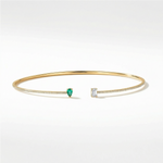 14K Gold Collar Necklace with Pear-Shaped Emerald and Diamond With Diamond Accents Side Facing