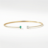 14K Gold Collar Necklace with Pear-Shaped Emerald and Diamond With Diamond Accents Side Facing