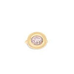Retro-inspired 14K yellow gold cocktail ring featuring a captivating bezel-set morganite, blending warm hues with timeless sophistication and charm. Top Down Image