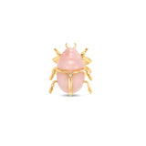 Front Angle Rose Quartz Scarab Ring with diamond