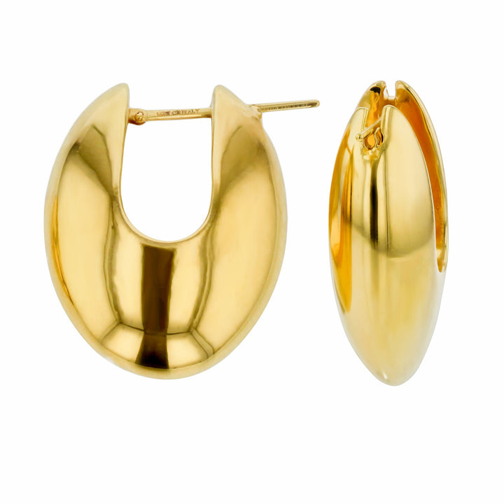 Lightweight 14K yellow gold bubble hoop earrings with a unique round design, perfect for stacking or wearing alone to make a stylish statement.