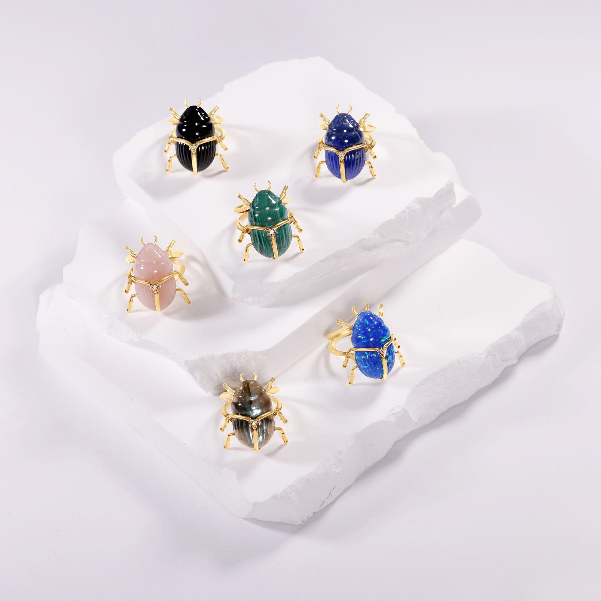 Elyzian Scarab Rings, Multiple Variations in Front View