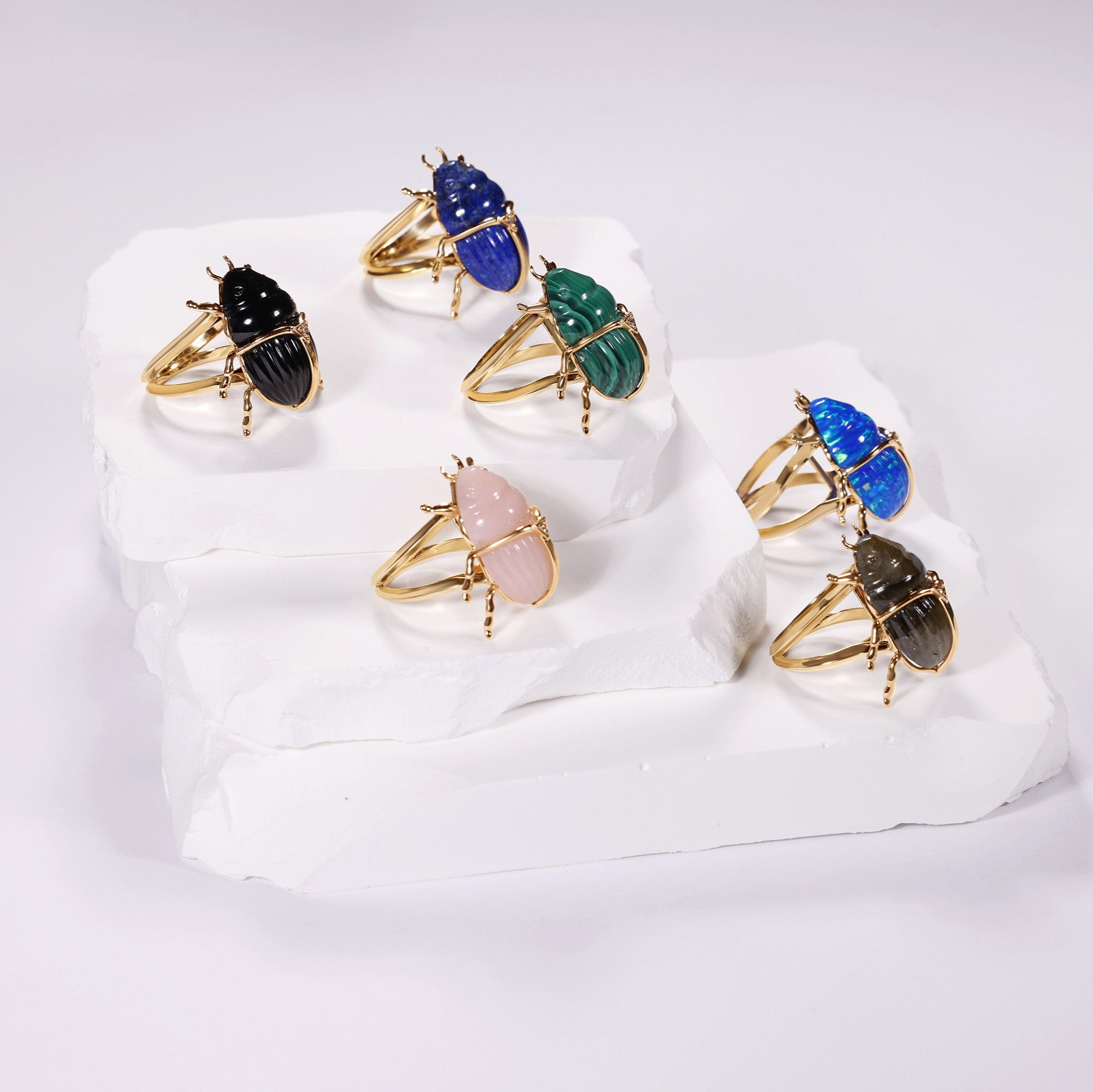 Elyzian Scarab Rings, Multiple Variations in Side View