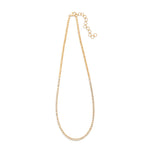 Elegant adjustable tennis necklace featuring a series of dazzling diamonds set in square bezels, offering a radiant sparkle and versatile design perfect for any occasion. Front view with adjustable chain.