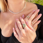 Stackable 14K Yellow Gold Ring with Oval Diamond Solitaire