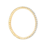 Luxurious stretch diamond tennis bracelet featuring G-H color, VS clarity diamonds in flexible settings. Available in multiple sizes, from 2.75ct to 9ct, for a perfect, comfortable fit with timeless brilliance. Close up of side anlge.