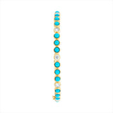 Elegant 14K yellow gold bangle featuring 3.78ct of vivid turquoise and 1.186ct of sparkling diamonds. Sized at 6cm, this gemstone bracelet offers a refined pop of color and shine.