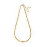 Petite 14K yellow gold necklace featuring elegant wave-inspired links with a polished finish and adjustable fit, offering timeless sophistication and versatile elegance. Full view 