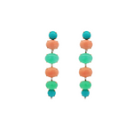 Pair of earrings with turquoise and pink coral and chrysoprase with diamond accents