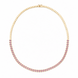 Bezel Set Pink Sapphire Tennis Necklace in 14K Yellow Gold