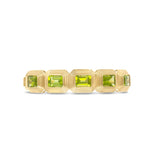 Emerald-Cut Peridot and Fluted 14k Yellow Gold Bangle