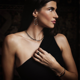 Mixed Shape Emerald and Onyx Link Necklace in 14K Gold