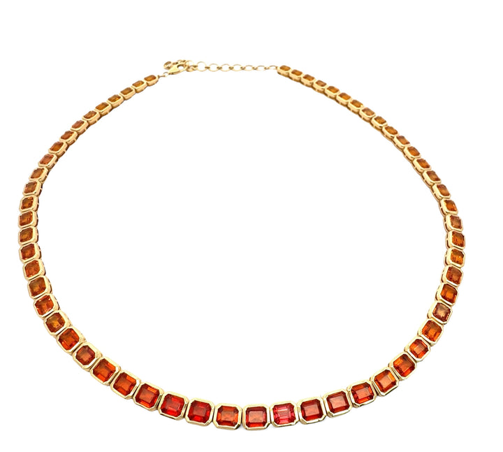 Fiery Sunset Orange Sapphire Necklace