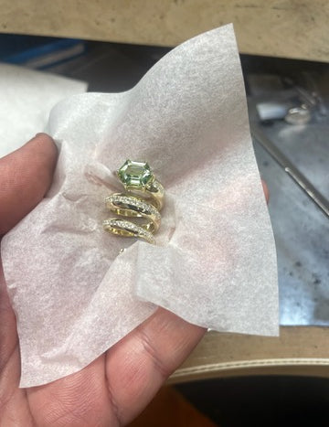 Custom Hexagon and Round Diamond Ring