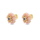 Fleur de Charme Pink Opal & Kyanite Stud Earrings