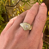 Fluted Gold & Diamond Heart Ring in 14K Yellow Gold