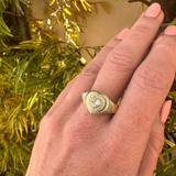 Fluted Gold & Diamond Heart Ring in 14K Yellow Gold