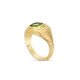 Fluted Bezel Set Peridot Ring