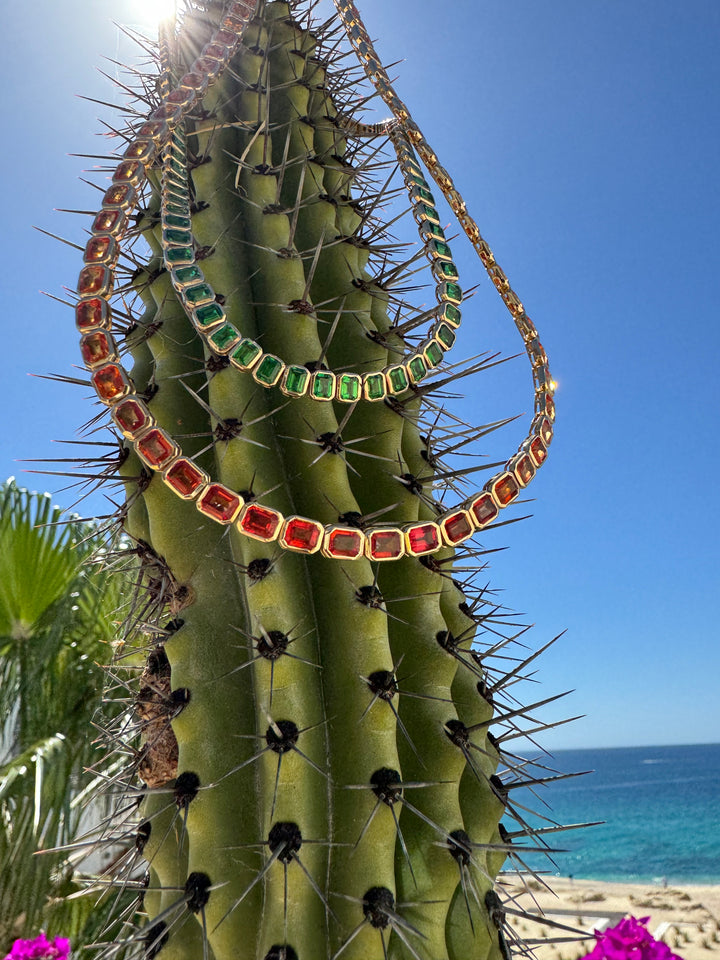 Fiery Sunset Orange Sapphire Necklace