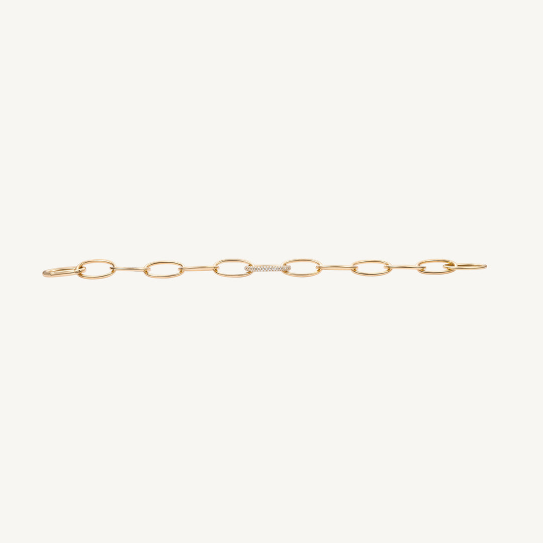 Gold Chain Link Bracelet with Single Diamond Link