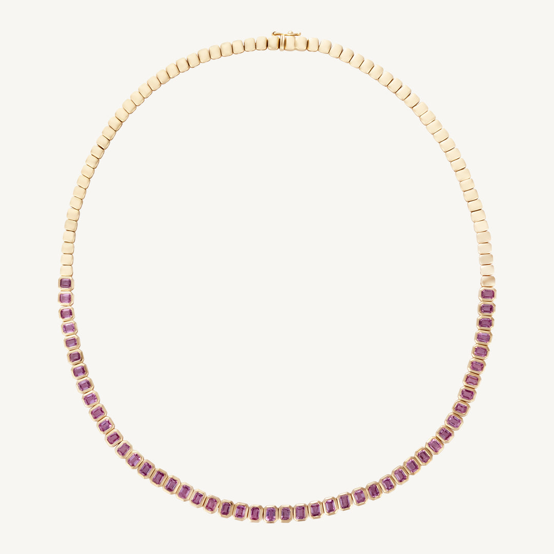 Bezel Set Pink Sapphire Necklace