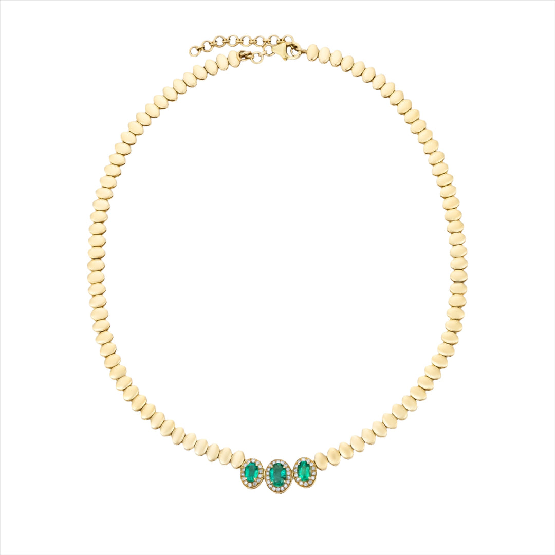 Emerald and Diamond Beaded Necklace