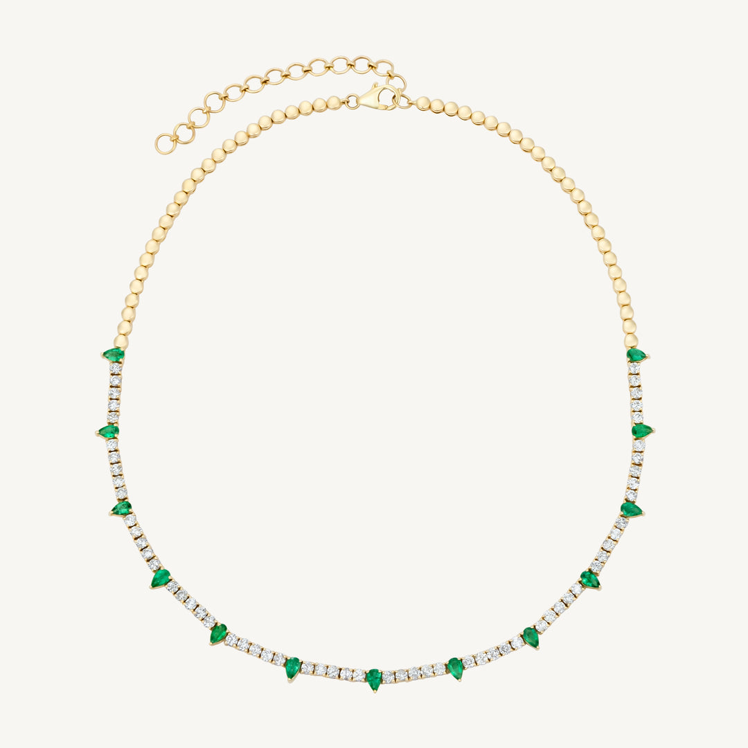 Emerald and Diamond Tennis Necklace