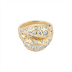 Exquisite 14K yellow gold knot ring featuring a 1.067ct spray of G-H VS diamonds, combining graceful curves with radiant brilliance in a timeless design.